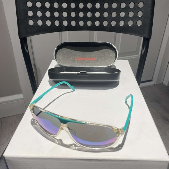 Vintage Sunjet by Carrera sunglasses crystal/turquoise frames 8/10 condition - Picture 3 of 6